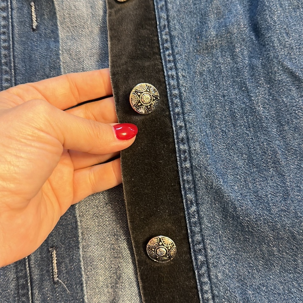 Vintage SunBelt denim/velvet/silver oversized Small - Picture 2 of 8